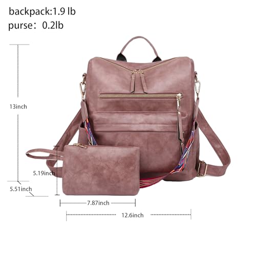 Women's Fashion Backpack Purse for Women Leather Multipurpose Design Ladies Shoulder Bag Travel bag Satchel Handbags - color: Pink-p