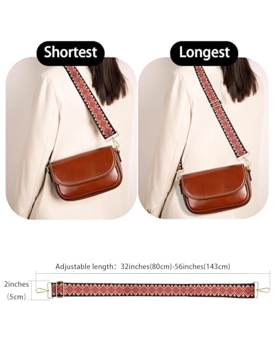 Embroidered Purse Straps Replacement Crossbody Wide Adjustable Bag Straps | Thick Purse Strap for Crossbody Bags,Extra Long Strap,Cross Body Straps for Handbags,Bag Straps for Tote Bags,Shoulder Straps - color: Rose Red