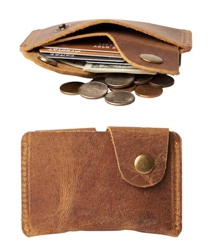 100% Leather Card Holder, Credit Card Wallet, Cardholder Wallet, Minimalist Wallet,Christmas Gift (Antique Brown) - color: Antique Brown