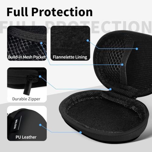 1 Pack Oval Earbud Case Storage Bag with Carabiner, Black | Portable EVA Carrying Case, For Wired/Wireless Headphones, SD Card Storage, Camera Chip - color: D11-black