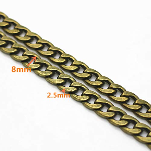 23.6" Bronze Purse Chain Strap Replacement for Shoulder Underarm Handbags | DIY Iron Flat Chain Strap with Metal Buckle Replacement for Purse, Underarm Bag Shoulder Bag Handbags - color: Bronze, size: 23.6"