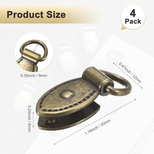 M METERXITY 4-Pack Bag Side Clip Buckle, Metal Purse Suspension Clasp Leaf Shape Handbag Chain Strap Connector with D Ring for Purse/Keyring/DIY Crafts Hardware Accessories [Bronze] - color: Bronze