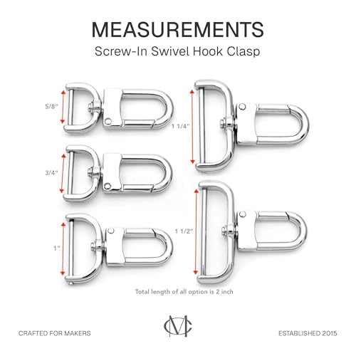 CRAFTMEMORE 2pcs Detachable Snap Hook Swivel Clasp w/Screw Bar VT99 Bag Strap Hardware Replacement (1-1/4 Inch, Silver) - color: Silver, size: 1-1/4 Inch