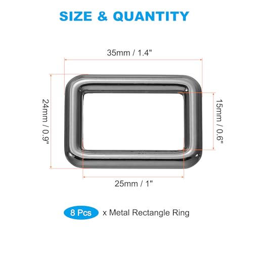 PATIKIL Flat Metal Rectangle Rings, Square Loop Webbing Belt Buckle for Strap Keeper Leathercraft Bag Belt DIY Purse Making - color: Black, size: 1-1/2" / 38mm