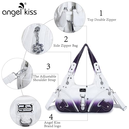 Angelkiss Hobo Purses and handbags for Women Satchel Handbag Women Purses Large Daily Shoulder Bags - color: 7028purple
