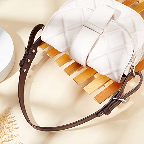 WADORN Leather Purse Strap Replacement 17.9 Inch/45cm Handbag Handle | Genuine Leather Bag Handle with Platinum Buckle, Short Shoulder Strap for Satchel Tote DIY Handmade Bag Making, Dark Brown - color: Dark Brown