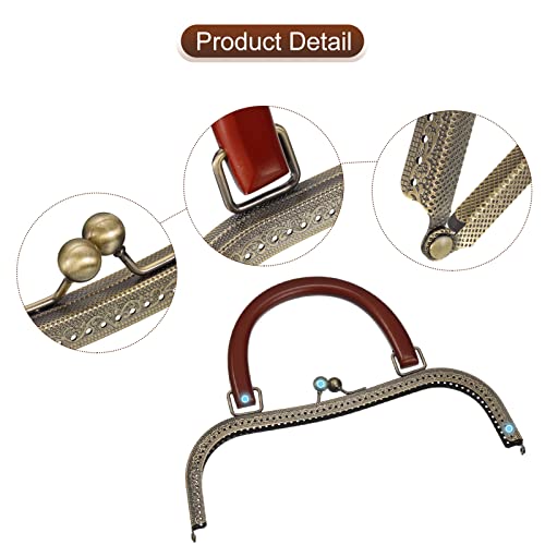 uxcell Metal Purse Frames - 10.6" Kiss Lock Clasp Frame Embossed Clutch Frame with Handle for Coin Purse Handbag Making DIY Craft, Bronze - color: Bronze
