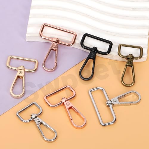 Swpeet 90Pcs 6 Colors 32MM Metal D Ring & Rectangle Adjuster Triglides Slides Buckle & D Ring Swivel Lobster Clasp Kit, Semi-Circular D Rings Roller Pin Buckles Swivel Snap Hook for Belt DIY Crafts - style: 3.2CM