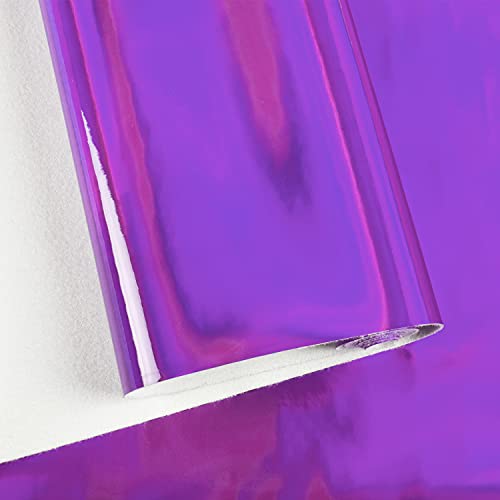 HGUAN Holographic Vinyl Fabric 12"x53"(30cm x 135cm),1roll Faux Leather Sheets are Suitable for Bows,Leather Earrings and Other DIY Craft Items (Purple) - color: Purple