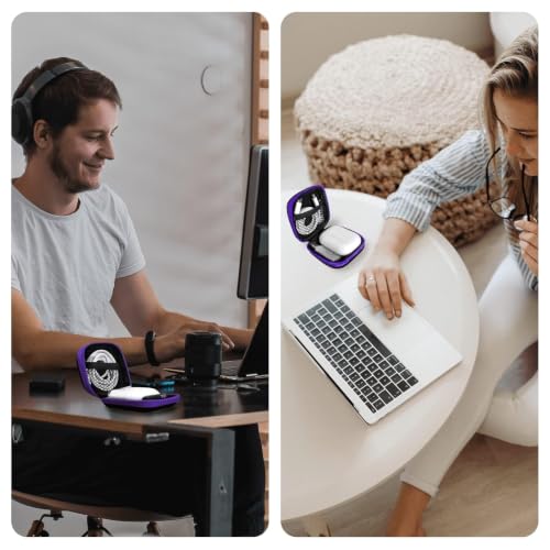 1 Pack Square Earbud Case Storage Bag with Carabiner, Purple | Portable EVA Carrying Case, For Wired/Wireless Headphones, SD Card Storage, Camera Chip - color: C4-square purple