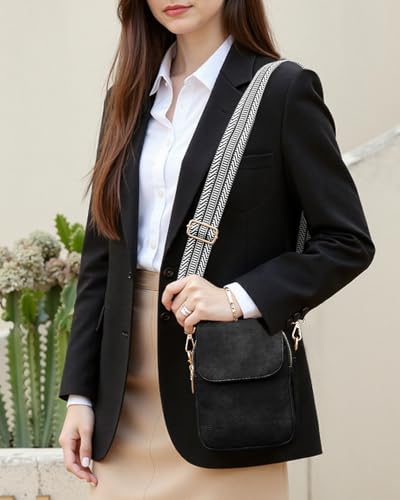Fashion Small Crossbody Bags for Women Trendy Designer Cell Phone Purses - color: Black
