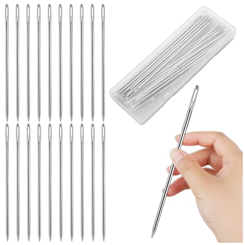 Upholstery Needles for Sewing, 10PCS, 6" Length | 3mm Thickness, Big Eye, Hand Sewing for Stitching and Crafting Projects - size: 6 IN