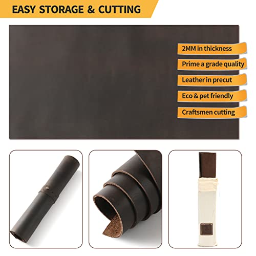 RingSun 24''X24'' Coffee Leather Sheets for Crafts (2mm), Full Grain Leather Tooling Leather - color: Black Coffee, size: 24''X24''