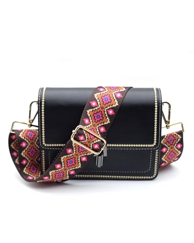 Embroidered Purse Straps Replacement Crossbody Wide Adjustable Bag Straps | Thick Purse Strap for Crossbody Bags,Extra Long Strap,Cross Body Straps for Handbags,Bag Straps for Tote Bags,Shoulder Straps - color: Rose Red