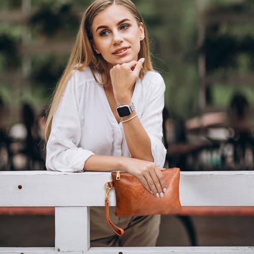 K.E.J. Clutch Purses for Women Wallet Wristlet Small Wallet Purses Clutch Handbags Zipper Purse for Ladies Women Gifts - color: Brown