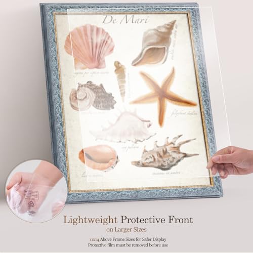 Ornate Blue 14x18 Picture Frame with Raised Leaf Border | 14x18 poster frame for photography, movie posters and art prints; ornate blue finish adds a fresh gentle accent. - color: Blue, size: 14 x 18 in