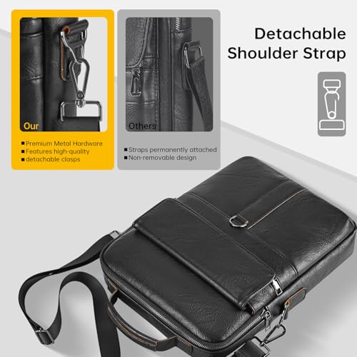 11 inch iPad Sleeve Carrying Leather Bag for 2026 iPad Pro 11 M5 M4 & iPad Air 11 M4 M3 M2, iPad A16 with Magic Keyboard, Protective Padded Travel Shoulder Crossbody Case with Handle, Black - color: Black, size: 9-11 Inch