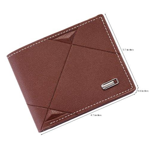 Slim Wallet for Men with Money Clip, Minimalist Wallet with Zipper, Bifold Mens Wallets with Credit Card Holder, PU Leather Men's Wallet with Coin Purse, Carteras Para Hombres (Brown H) - color: Brown H