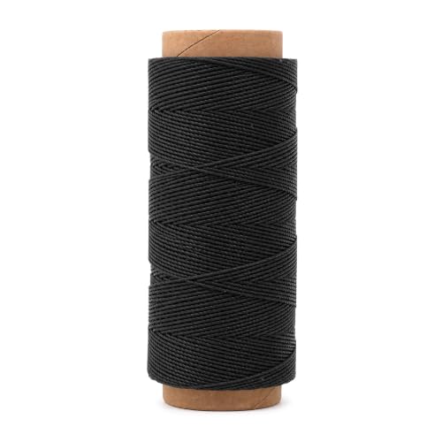 Mandala Crafts 100M 0.65mm Black Round Waxed Thread for Leather Sewing - color: Black, size: Round 0.65mm 109 Yards 100M