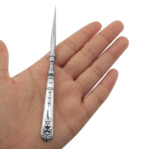 yyangz Vintage Patterned Awl Silver Handmade DIY Sewing Tool Accessories Punching Awl Sewing Needle for Repairing Canvas Leather Soles Handbags