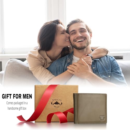 Stealth Mode Leather Bifold Wallet for Men With ID Window and RFID Blocking - color: Camo