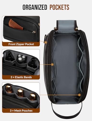 PU Leather Toiletry Bag for Men, Black - color: Black, size: Medium