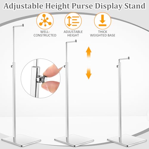Maitys 4 Pack Purse Display Stands - Adjustable Height Handbag Display Stand Metal Bag Rack Handbag Stand Holder Single Hanging Hook Bag Stands for Boutique Store (Silver) - color: Silver
