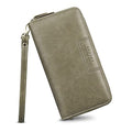 FT FUNTOR Wristlet Wallets for Women, Ladies PU Vegan Leather Clutch Wallet Zip around Phone Purse Card Holder Organizer - color: O-Aloe Green