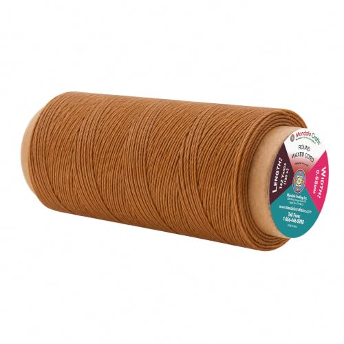 Mandala Crafts 130M 0.55mm Tan Round Waxed Thread for Leather Sewing - color: Tan, size: Round 0.55mm 142 Yards 130M