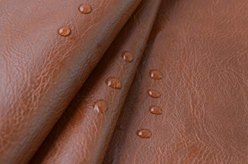 Wento Thick Faux Leather Fabric Soft Skin Grain PU Leather for Furniture Cover Reupholster Sofa Chairs Cushions (5 Yards, Brown) - color: Brown, size: 5 Yards (54" x 180")