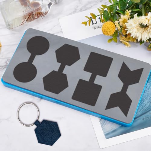 SUPERDANT Geometric Shapes Leather Cutting Die Key Chains Wooden Die Cuts Earrings Leather Dies for Art Crafts Dies Cutter Pendant Cutting Keychain Making for Women Man DIY Crafters Gifts - style: Simple shapes