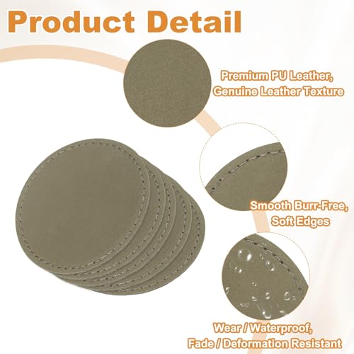 uxcell 20 Pcs Leather Patches for Hats, Round Leather Hat Patches with Adhesive, Rustic Faux Iron on Blank Patch for Laser Engraving Fabric Repair Sew Crafts, Gray - color: Gray