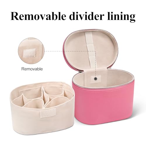 honitty Makeup Bag, Travel Make up Case with Compartments and Handle, Portable Cosmetic Organizer Bags,Toiletry Bag for Women - color: Rose(7.6*5.5*6 in), size: M(7.6*5.5*6 in)