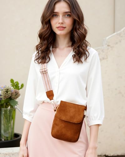Fashion Small Crossbody Bags for Women Trendy Designer Cell Phone Purses - color: Brown
