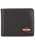 Harley-Davidson Men's Genuine Leather Rfid Blocking Wallet - color: Brown (Rubber Patch Passcase)