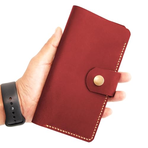 Red Leather Checkbook Cover, Unisex Adult, RFID Protected, Minimalist Style - color: Red