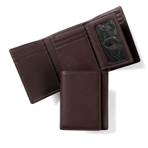 RFID Brown Men's RFID Trifold Wallet with Removable Card Holder - Brown - color: Rfid Brown, size: with Card Wallet