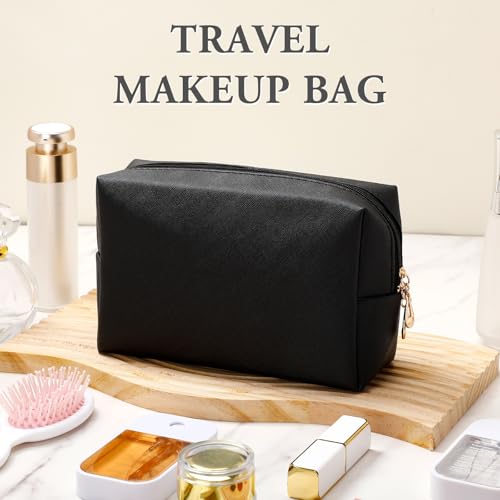 Kigeli Leather Makeup Bag PU Leather Cosmetic Pouch Wide-open Waterproof Toiletry Organizer with Dividers Travel Bag Birthday Valentine's Day Gifts for Women Friend Sister Daughter BFF(Black) - color: Black