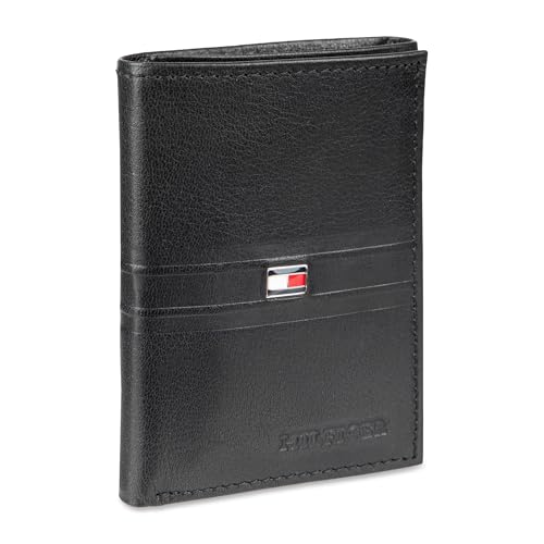 Tommy Hilfiger Men's Trifold Wallet - color: Black Emboss Stripe