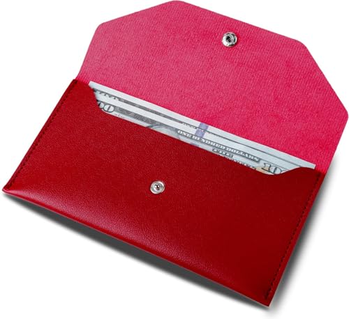 BLMHTWO Cash Wallets for Women - Reusable Leather Cash Envelope Wallet for Budgeting, Billing (Burgundy) - color: Burgundy