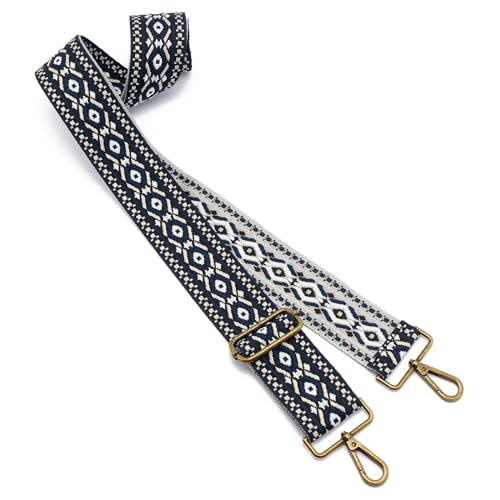 ZOOEASS Bronze Buckles Purse Strap, 2" Wide Crossbody Handbag Strap Adjustable Replacement Shoulder Strap Vintage Embroidery - color: 5cm-color10