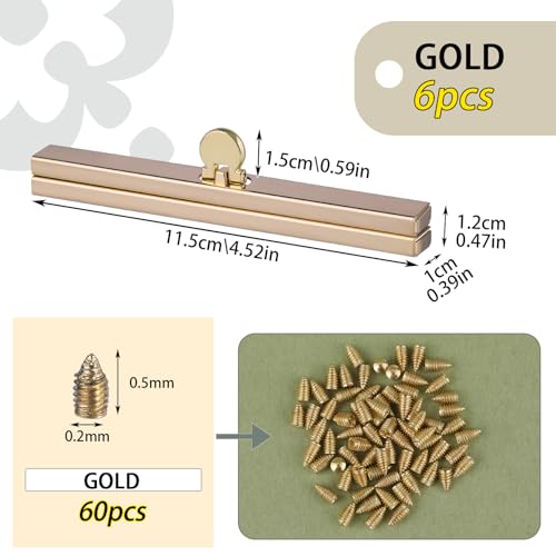 BUTUZE 6pcs Bag Clasps Purse, 4.52inches Metal Purse Frame Kiss Clasp Purse Frame, Purse Clasps for Bag Making, Metal Purse Frame Wallet Clasp, Bag Clasp for Purse Making, Bag Making - color: GOLD
