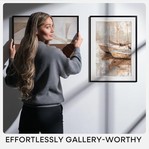 Homeforia A5 Black Picture Frame, High-End Metal, A6 Mat, Glass | High End Aluminum, Tempered Glass, Acid-Free A6 Removable Mat, A5 Edge-to-Edge Display, Wall Kit, Set Of 1 - color: Carbon Black, size: A5