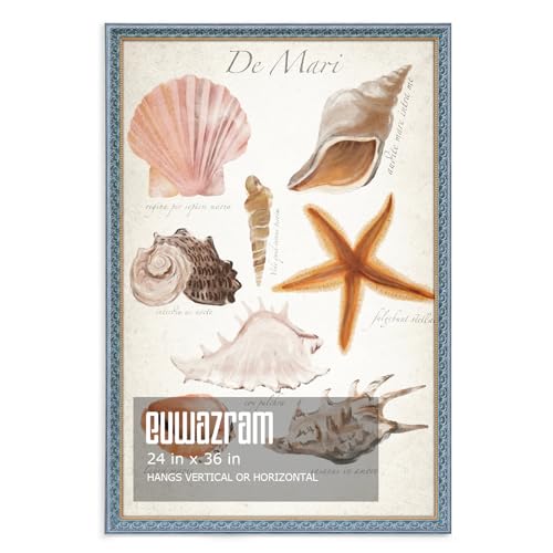 Ornate Blue 24x36 Picture Frame with Raised Leaf Border | 24x36 poster frame for photography, movie posters and art prints; ornate blue finish adds a fresh gentle accent. - color: Blue, size: 24 x 36 in