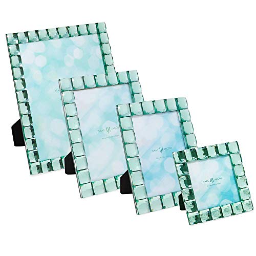 Isaac Jacobs Decorative Sparkling Light Green Jewel Picture Frame, Photo Display & Home Décor (4x4, Light Green) | Jewel Picture Frame, Photo Display & Home Decor Two-way easel for vertical or horizontal display. Does NOT hang on wall - color: Light Green