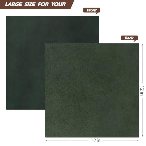 RingSun 12''X12'' Green Leather Sheets for Crafts (4mm), Full Grain Leather Tooling Leather - color: Green, size: 12''X12''