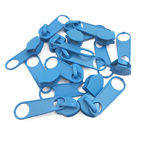 ECYC Ltd 50 Pieces #5 Zipper Sliders for Nylon Coil Zipper Repair, Metal Zipper Pull Replacement Slider Zipper Head for Sewing Tailor DIY Crafts Clothes Backpack Purses Bags Luggage, Sky Blue - color: Sky Blue