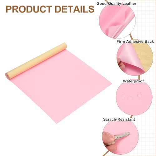 MECCANIXITY Leather Repair Patch 14"x54" Self-Adhesive Leather Vinyl Repair Tape Kit for Furniture Couches Sofa Chair Car Boat Seats Jackets, Pink - color: Pink