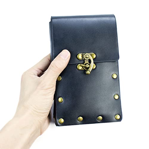 SUMGOGO Retro Belt Pouch Waist Bag Womens Fanny Pack Cellphone Holder Steampunk Medieval Renaissance Purse Costume Accessory - color: Black