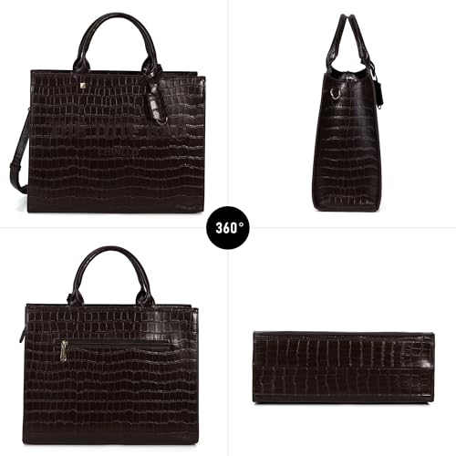 Chinllo Tote Bag for Women Top Handle Satchel Purse and Handbags with Shoulder Strap - color: Coffee-crocodile, size: Small 10.7 IN